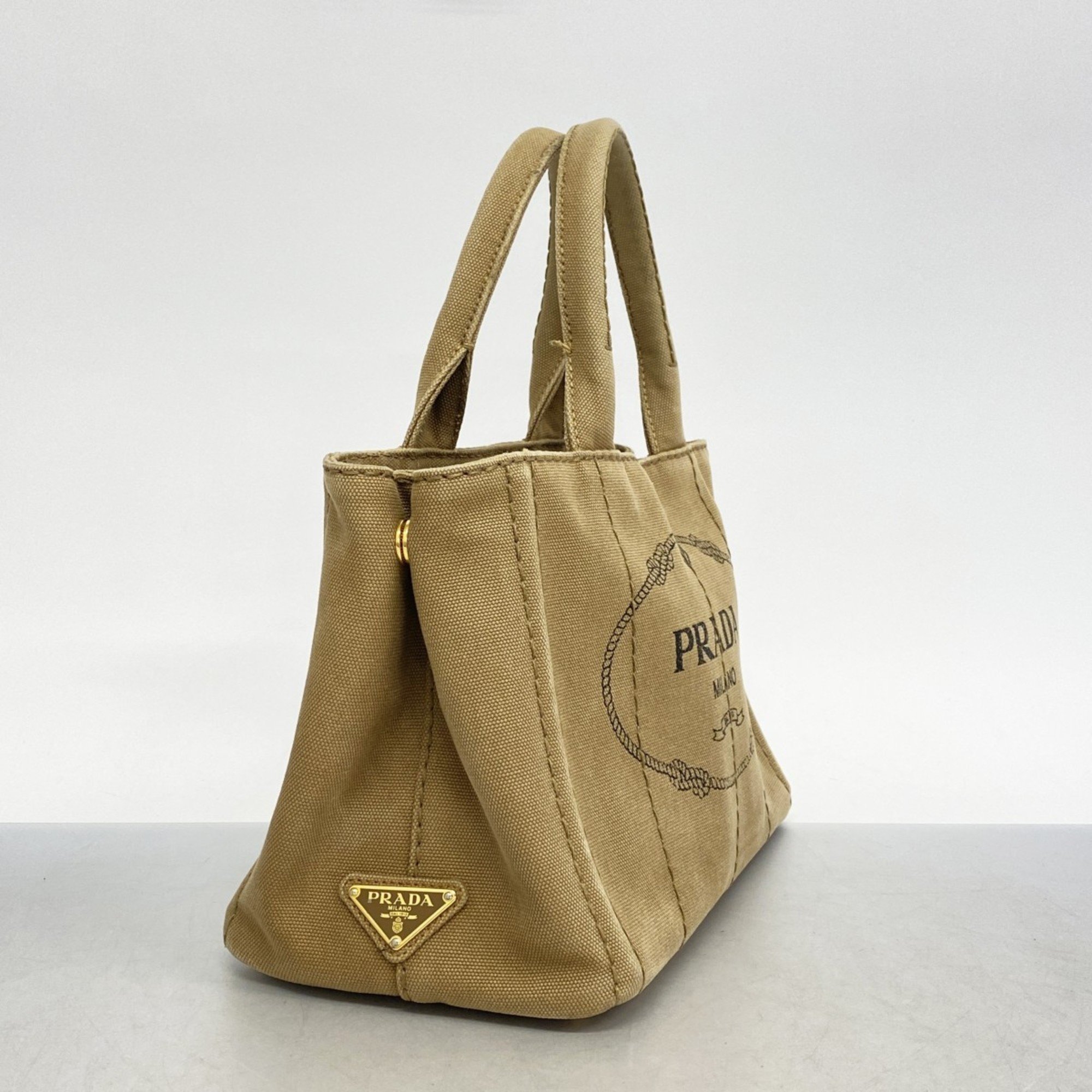 Prada Tote Bag Canapa Canvas Beige Women's