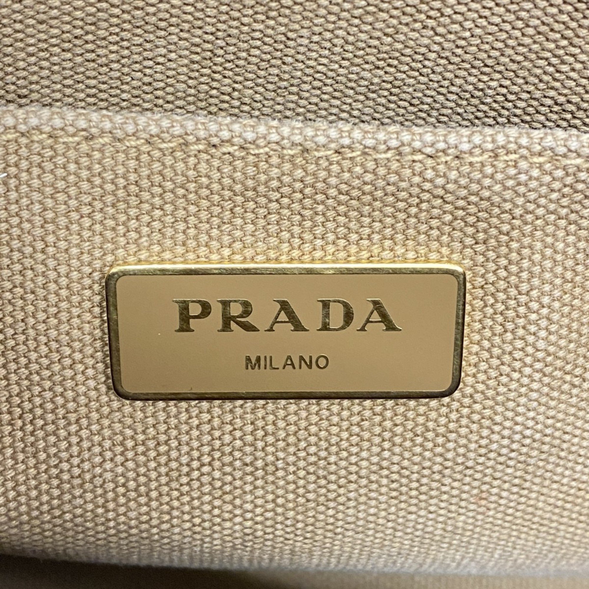 Prada Tote Bag Canapa Canvas Beige Women's