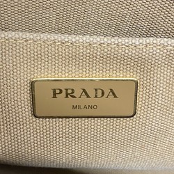 Prada Tote Bag Canapa Canvas Beige Women's