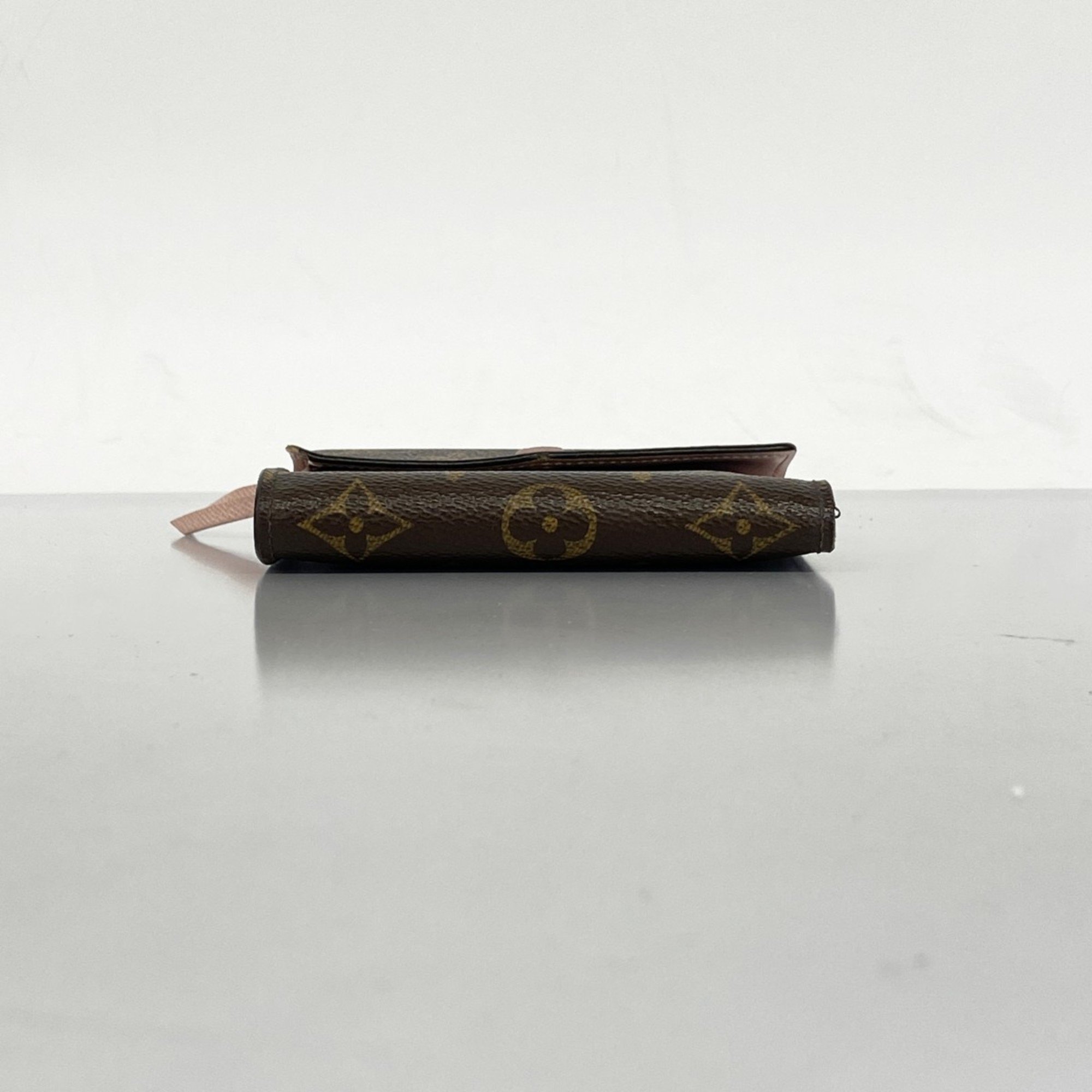 Louis Vuitton Tri-fold Wallet Monogram Portefeuille Victorine M62360 Brown Rose Ballerine Ladies