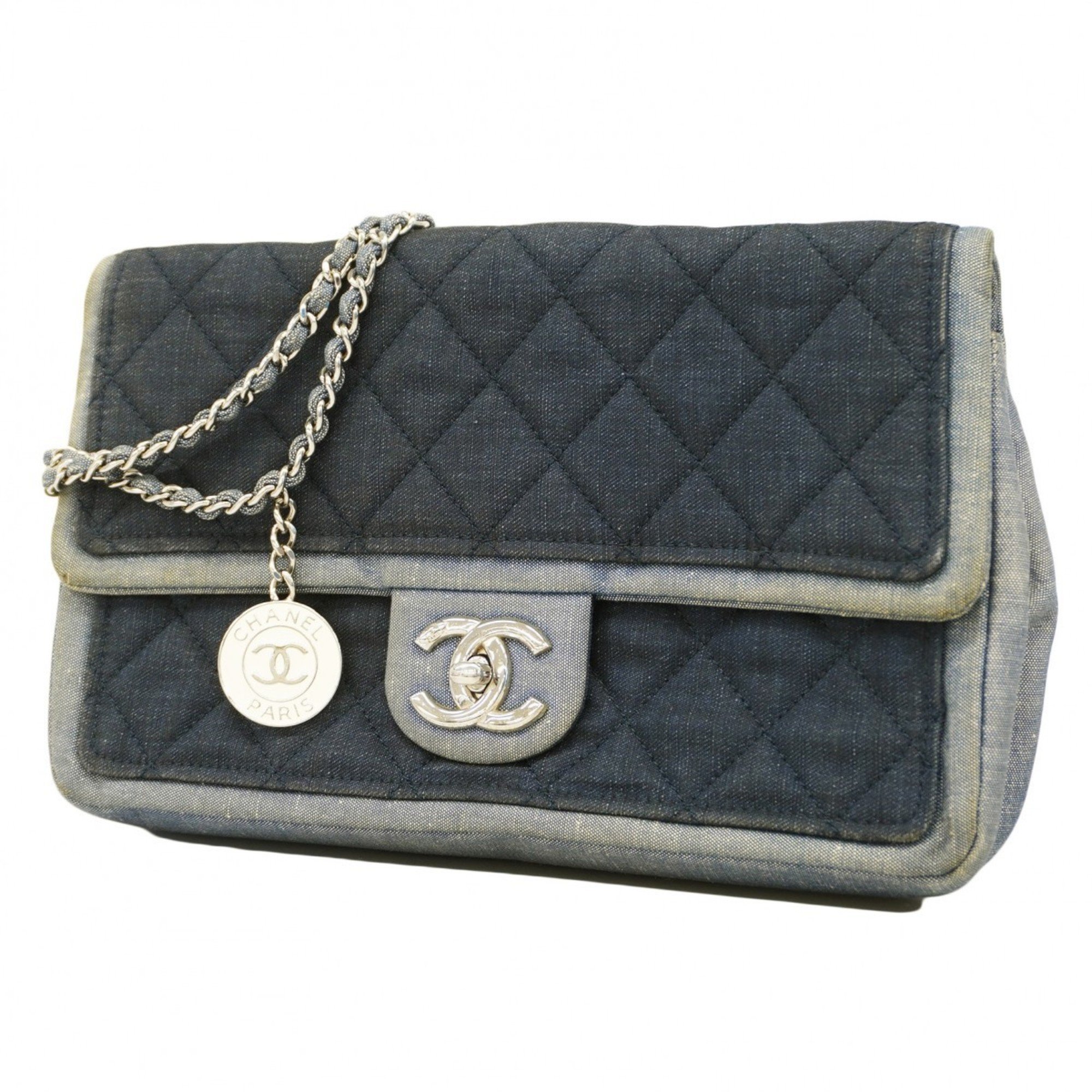 Chanel Shoulder Bag Matelasse Denim Blue Women's