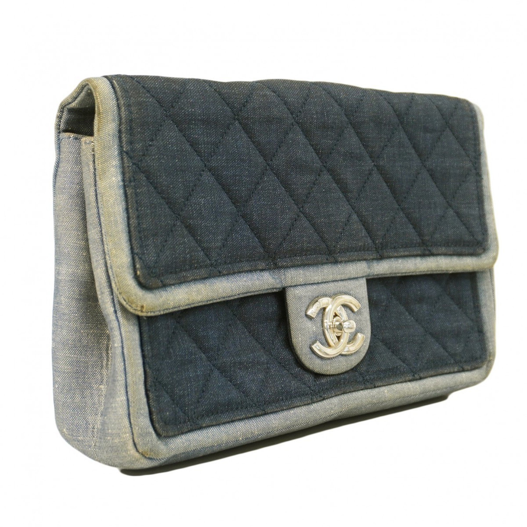 Chanel Shoulder Bag Matelasse Denim Blue Women's