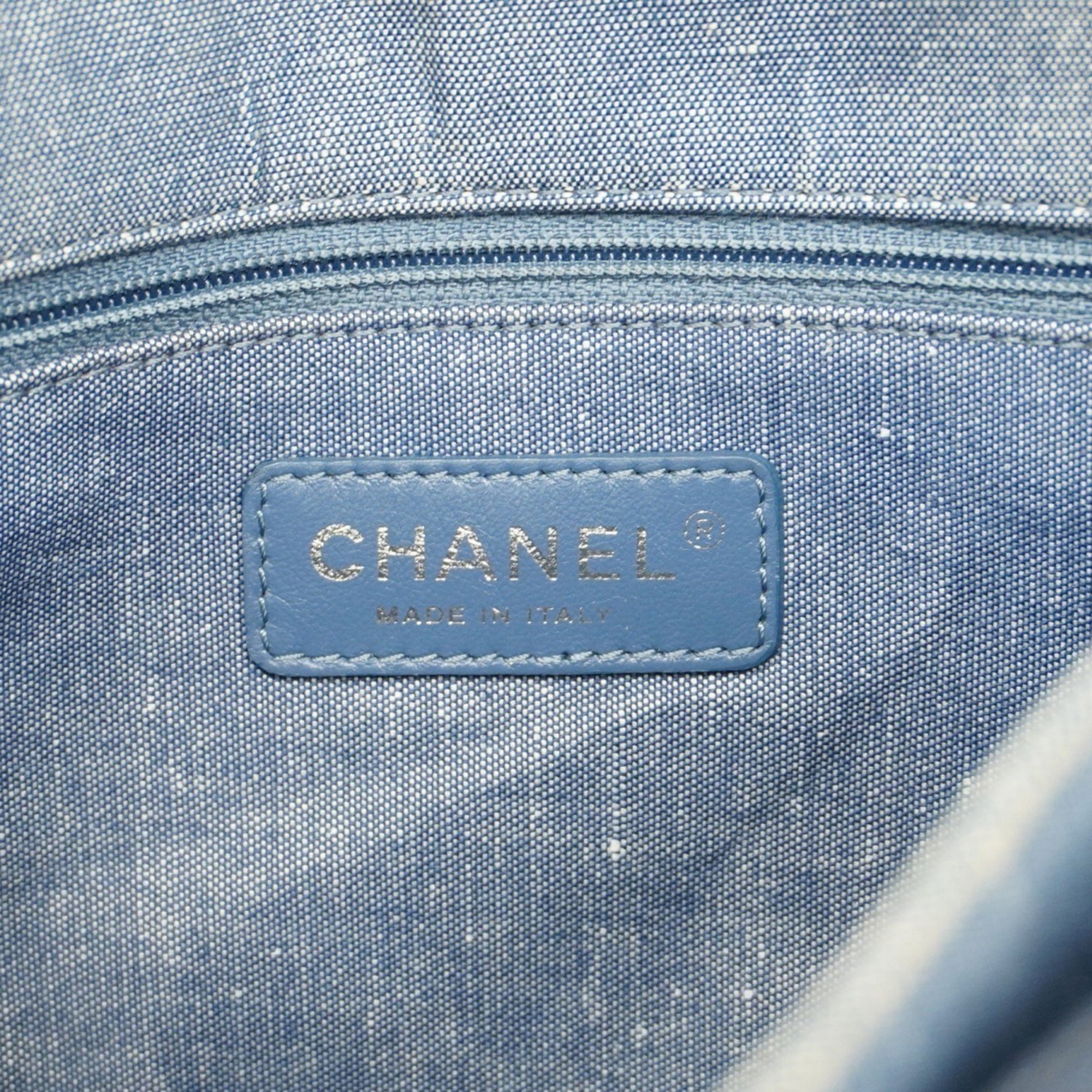 Chanel Shoulder Bag Matelasse Denim Blue Women's