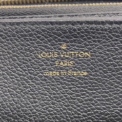 Louis Vuitton Long Wallet Monogram Empreinte Zippy M80481 Black Beige Women's