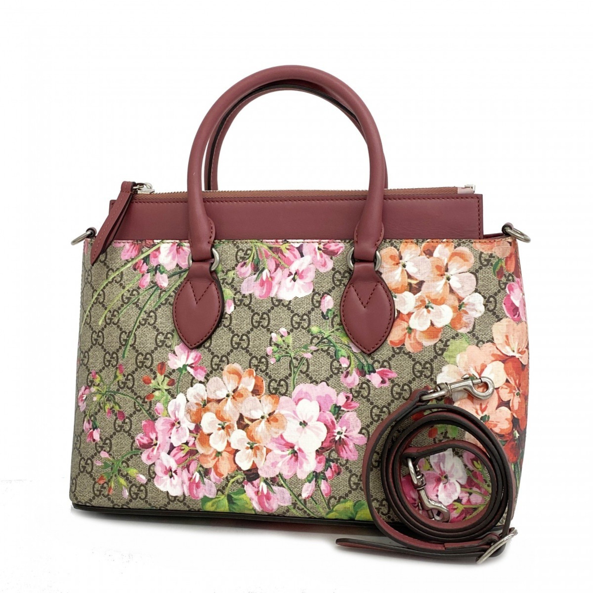 Gucci Tote Bag GG Blooms 409534 Brown Multicolor Women's