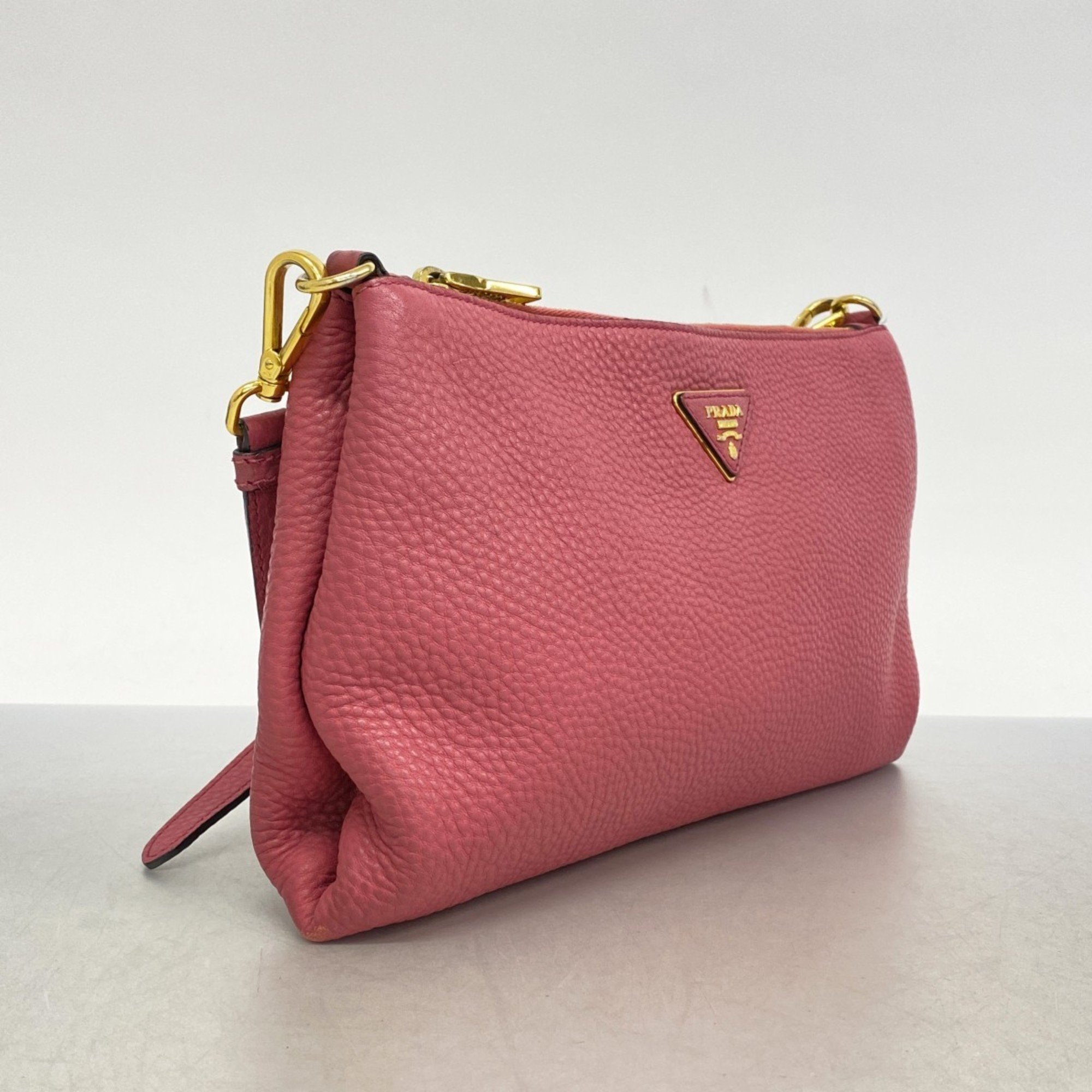 Prada Shoulder Bag Leather Pink Women's