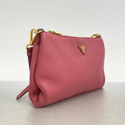 Prada Shoulder Bag Leather Pink Women's