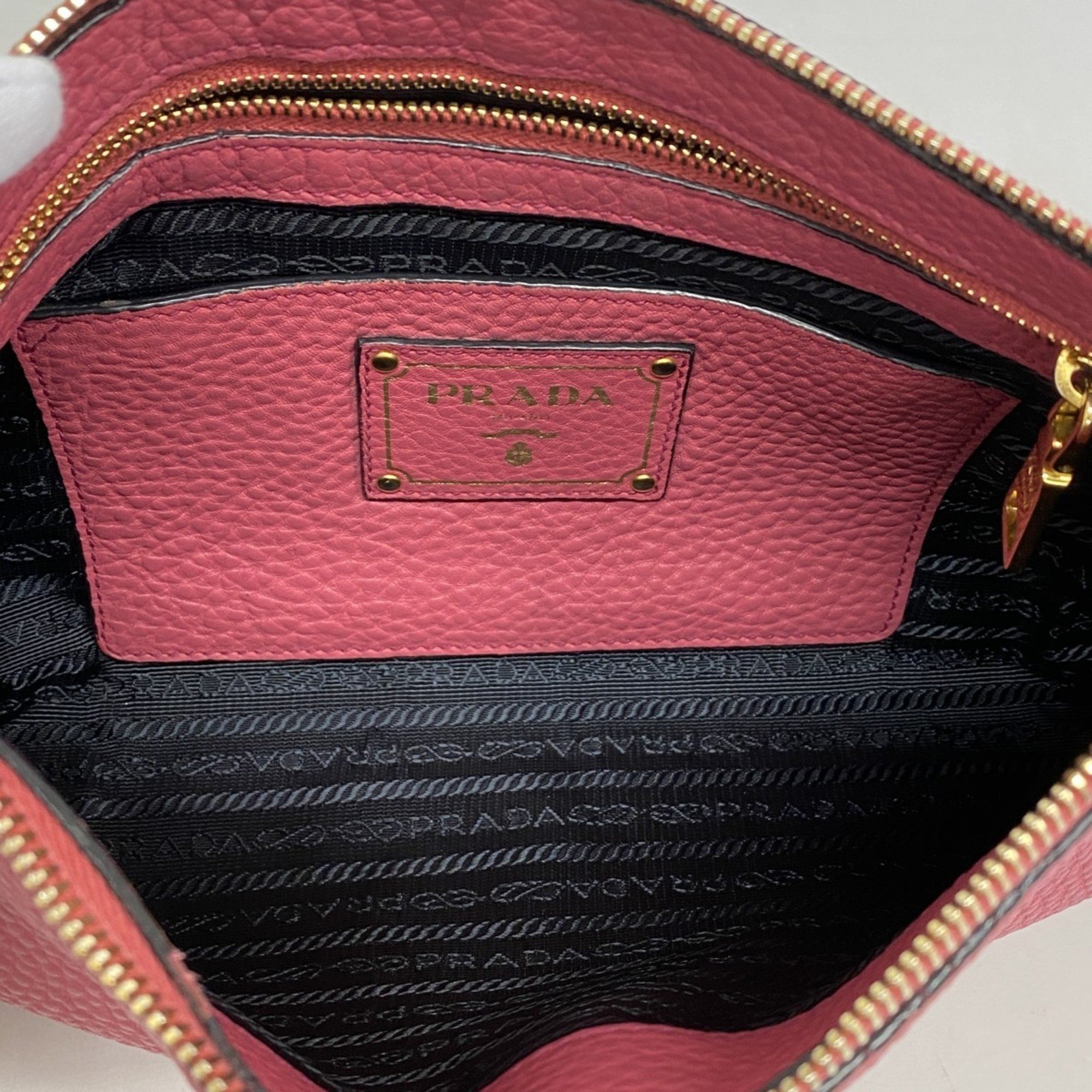 Prada Shoulder Bag Leather Pink Women's