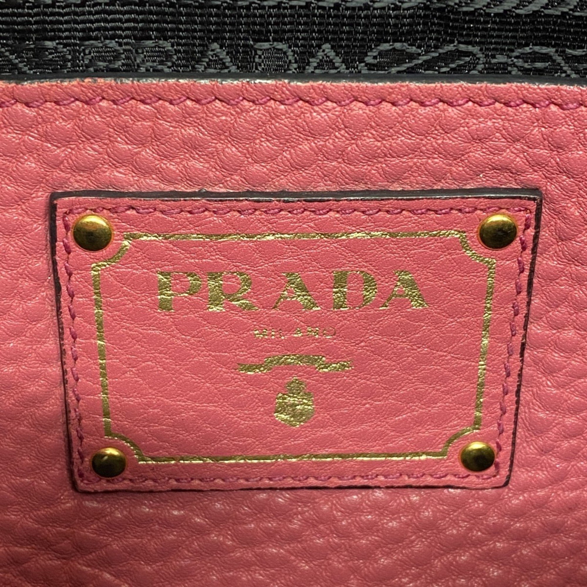 Prada Shoulder Bag Leather Pink Women's