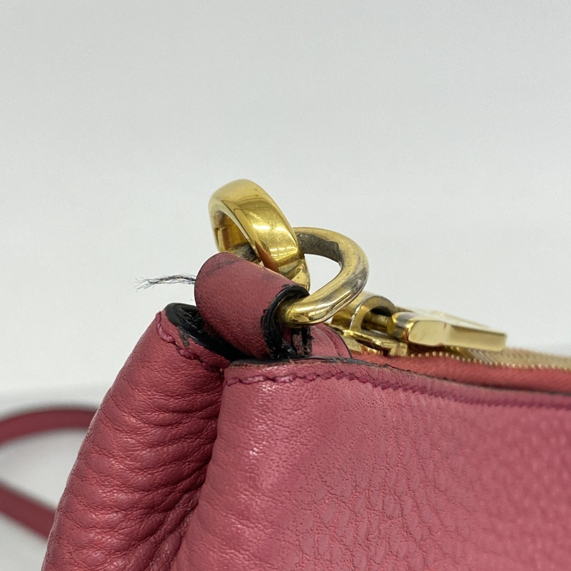 Prada Shoulder Bag Leather Pink Women's