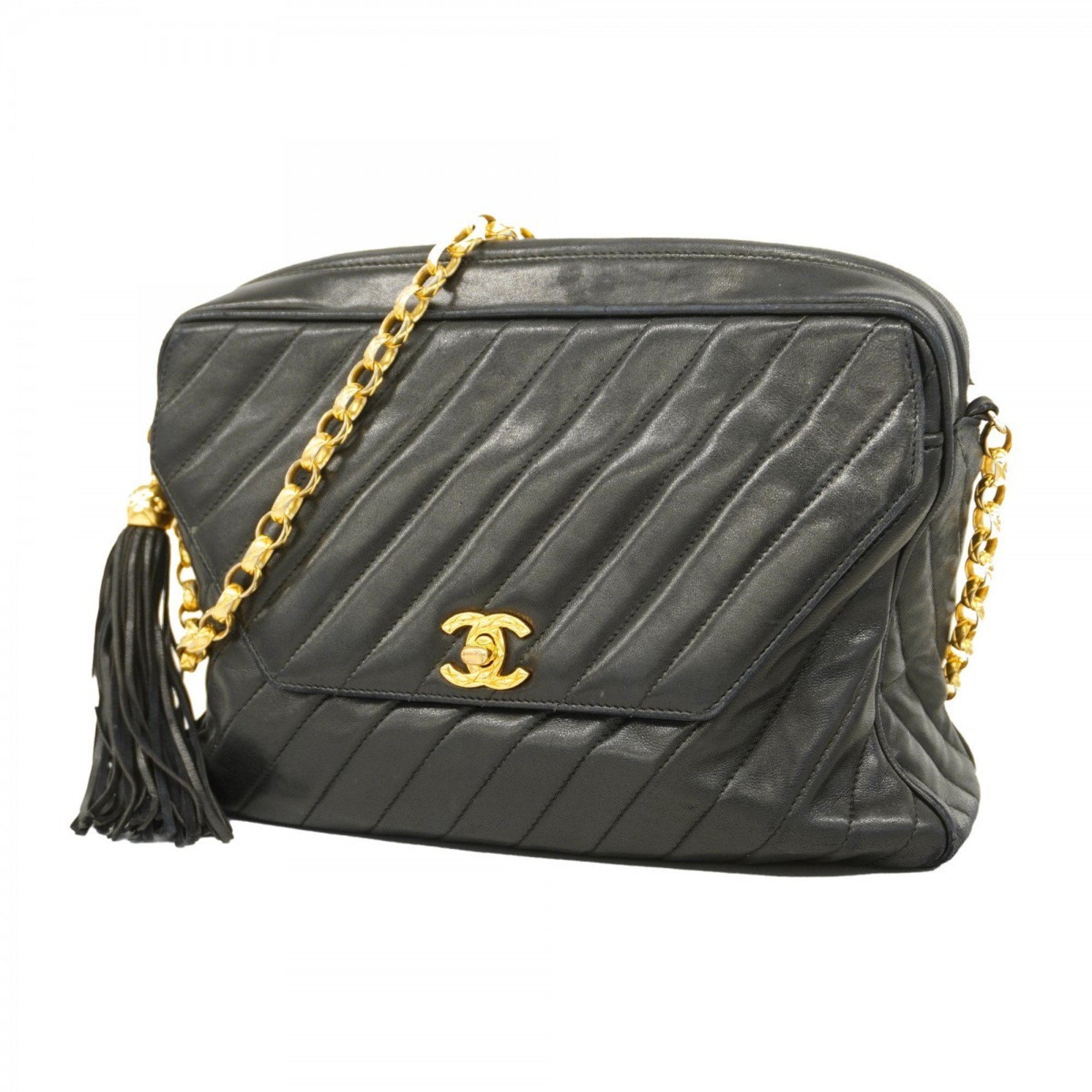 Chanel Shoulder Bag Brilliant Leather Black Women's