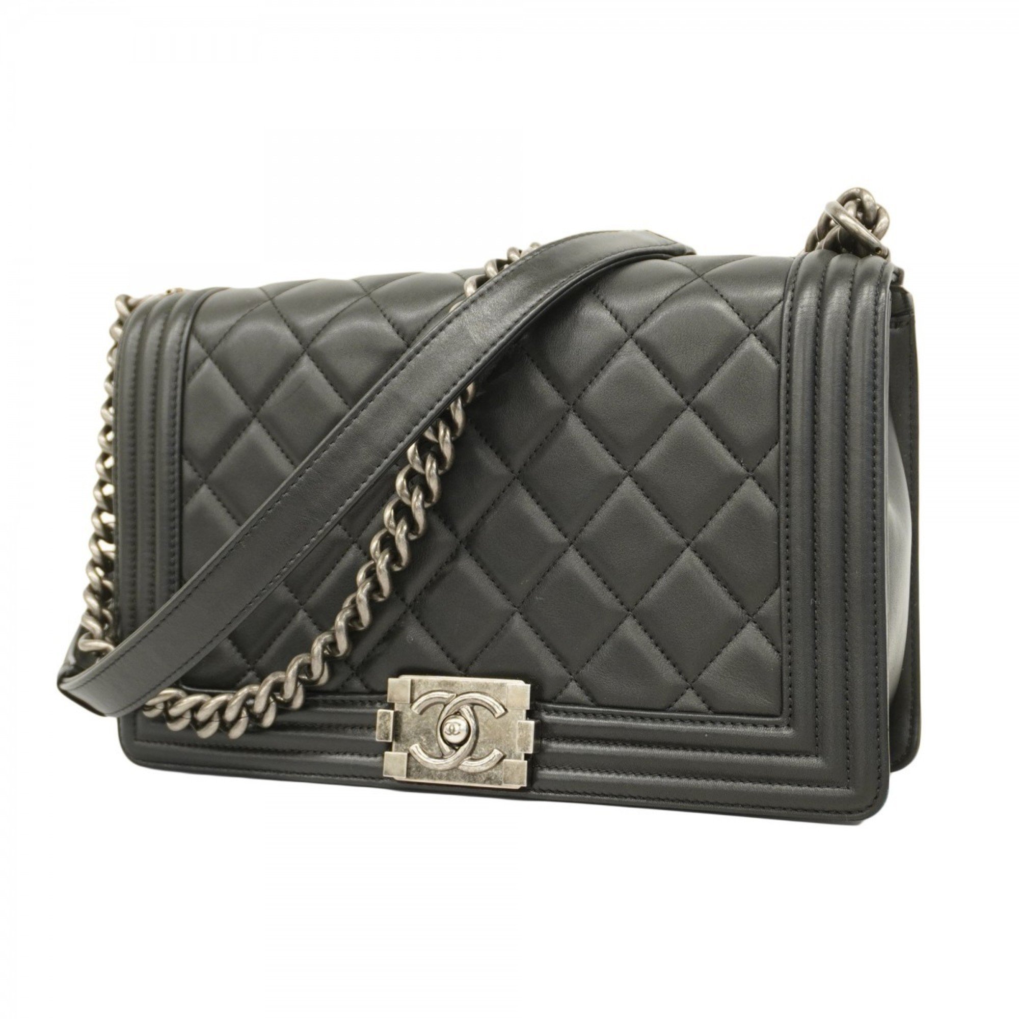 Chanel Shoulder Bag Boy Lambskin Black Ladies