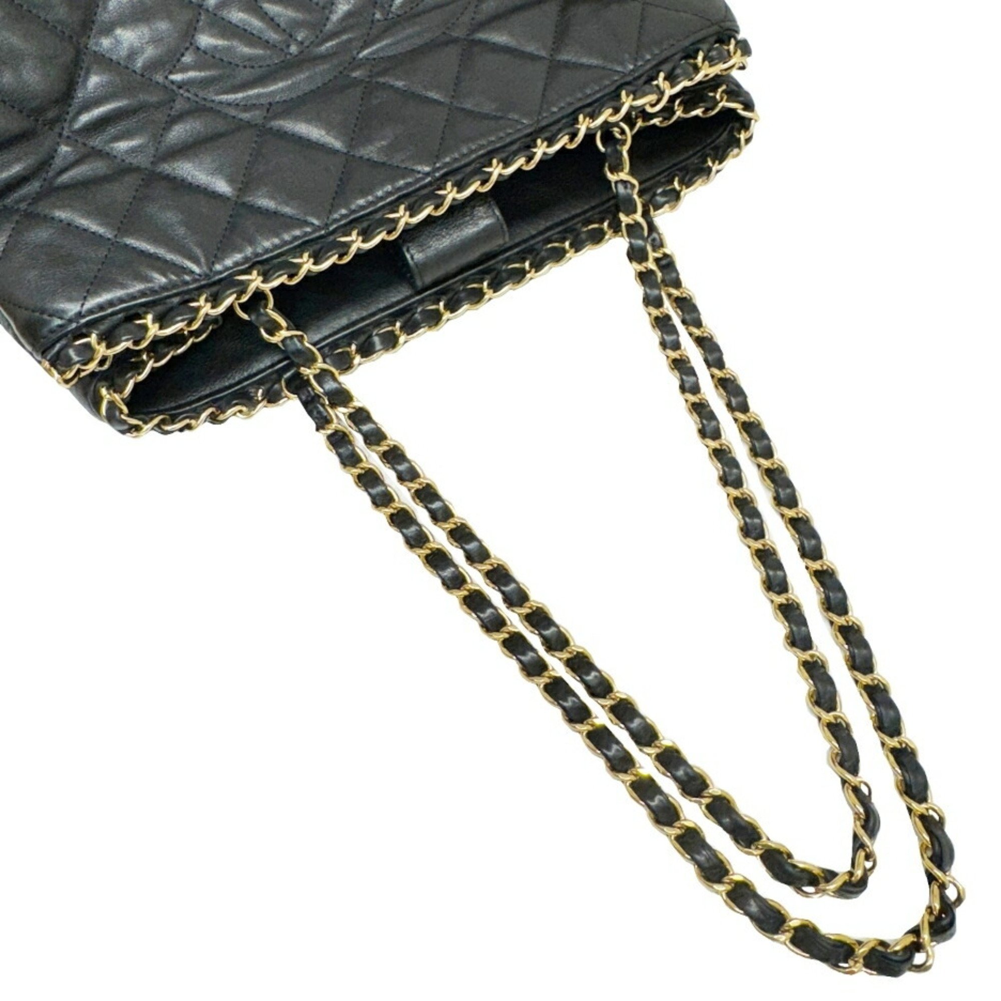 CHANEL Chain shoulder bag, chain, handbag, lambskin, black, 17th series, Coco mark