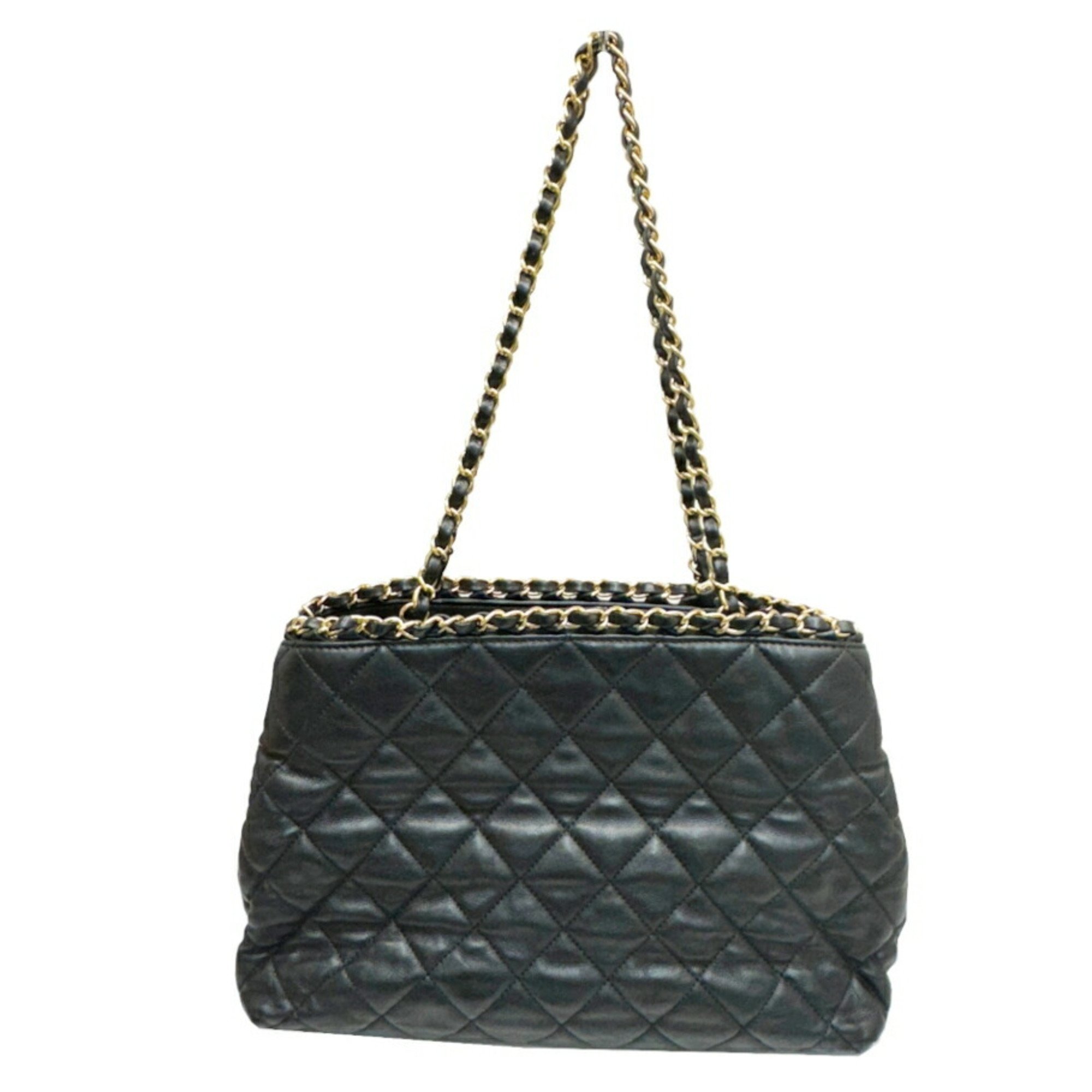 CHANEL Chain shoulder bag, chain, handbag, lambskin, black, 17th series, Coco mark