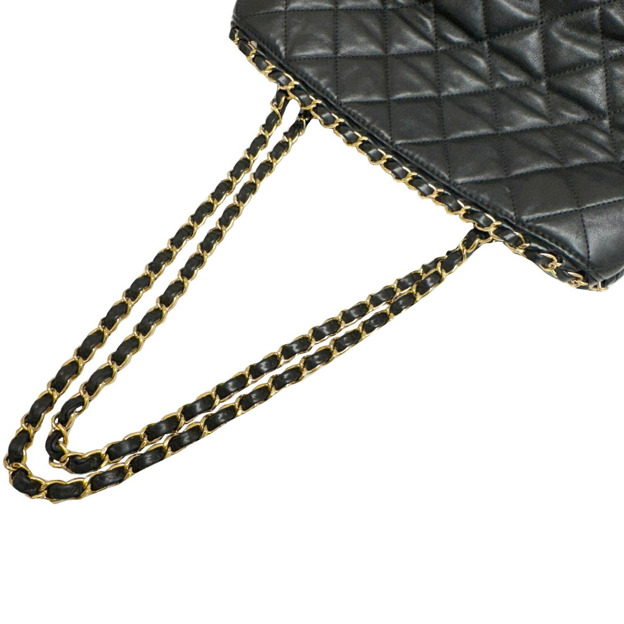 CHANEL Chain shoulder bag, chain, handbag, lambskin, black, 17th series, Coco mark