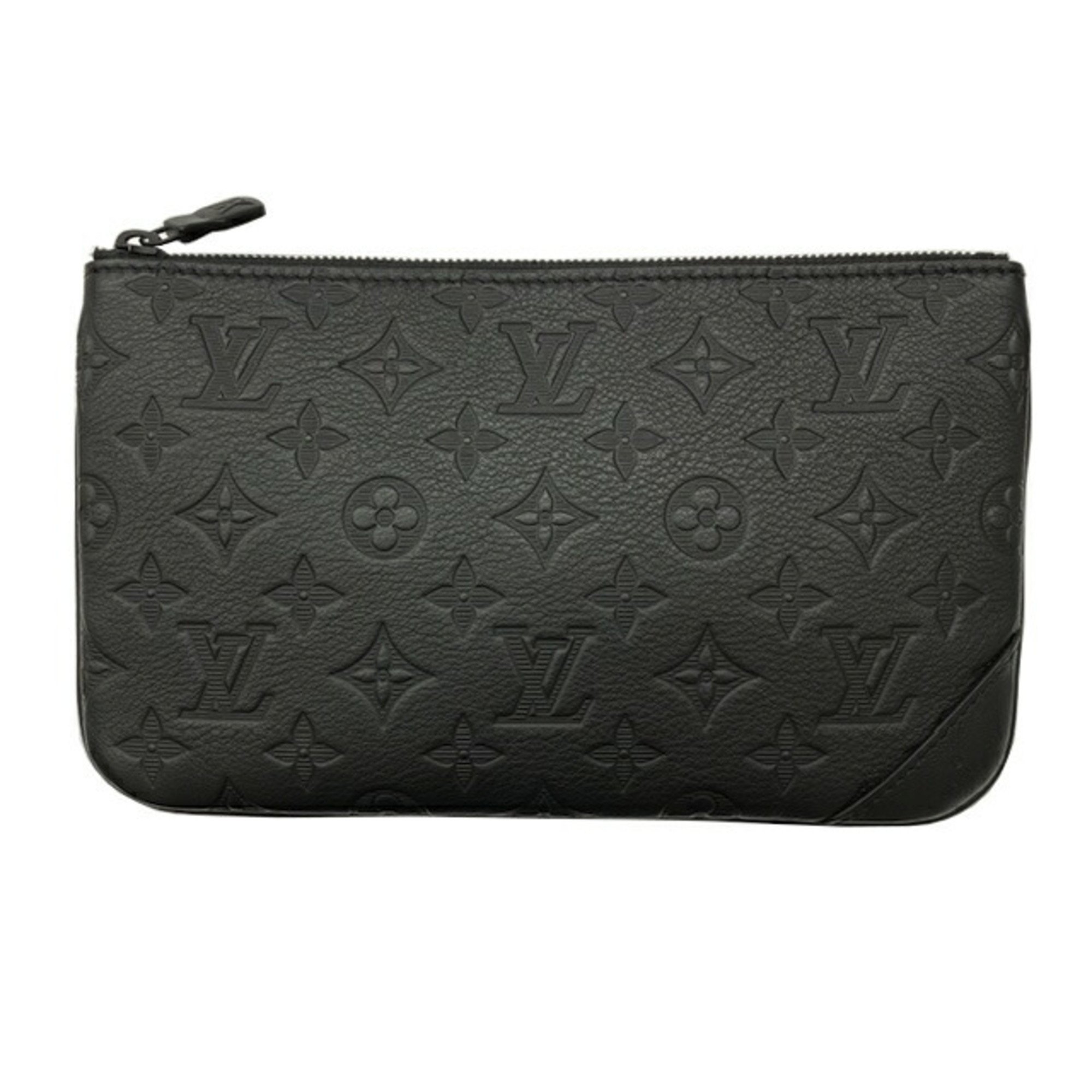 LOUIS VUITTON Louis Vuitton Trio Monogram Shadow M46602 RFID Shoulder Bag Black Men's