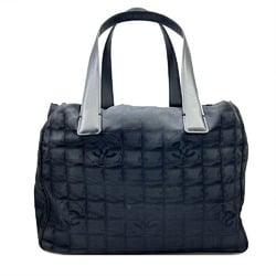 CHANEL New Travel Line Tote MM Nylon Canvas Leather Black 9th Series Women's Bag Shoulder Men's