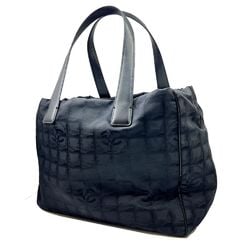 CHANEL New Travel Line Tote MM Nylon Canvas Leather Black 9th Series Women's Bag Shoulder Men's