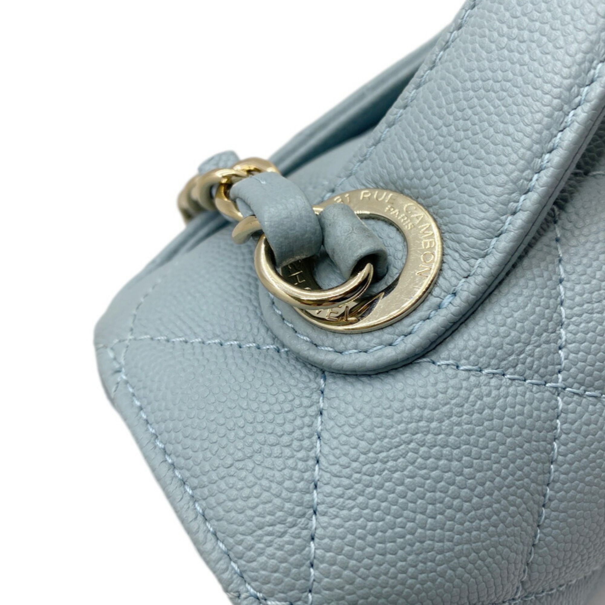 CHANEL Chanel Matelasse Affinity Handbag Caviar Skin Blue Champagne A93749 Chain Shoulder Women's