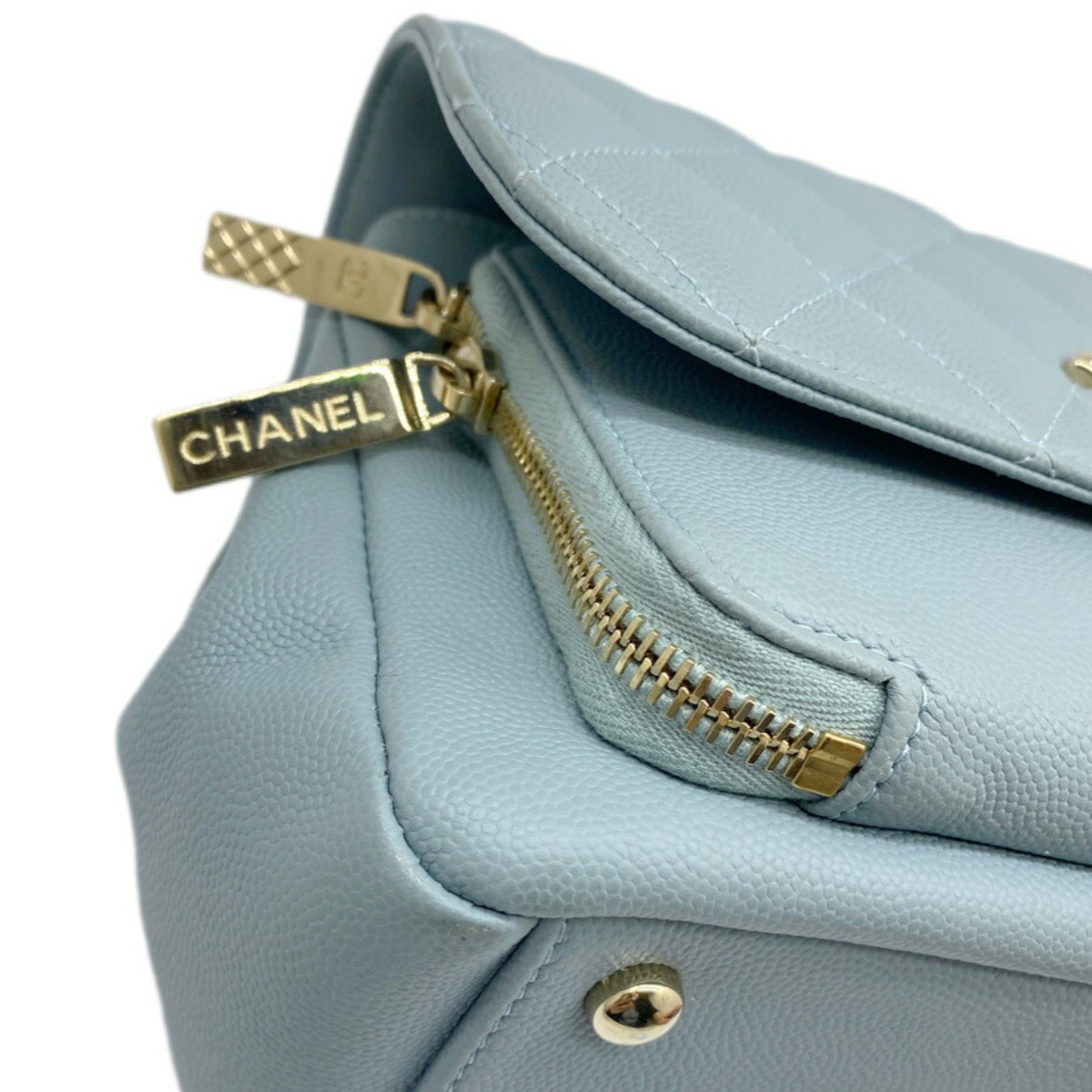 CHANEL Chanel Matelasse Affinity Handbag Caviar Skin Blue Champagne A93749 Chain Shoulder Women's