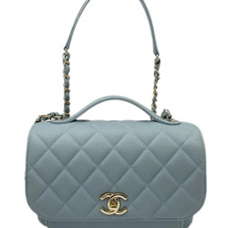 CHANEL Chanel Matelasse Affinity Handbag Caviar Skin Blue Champagne A93749 Chain Shoulder Women's