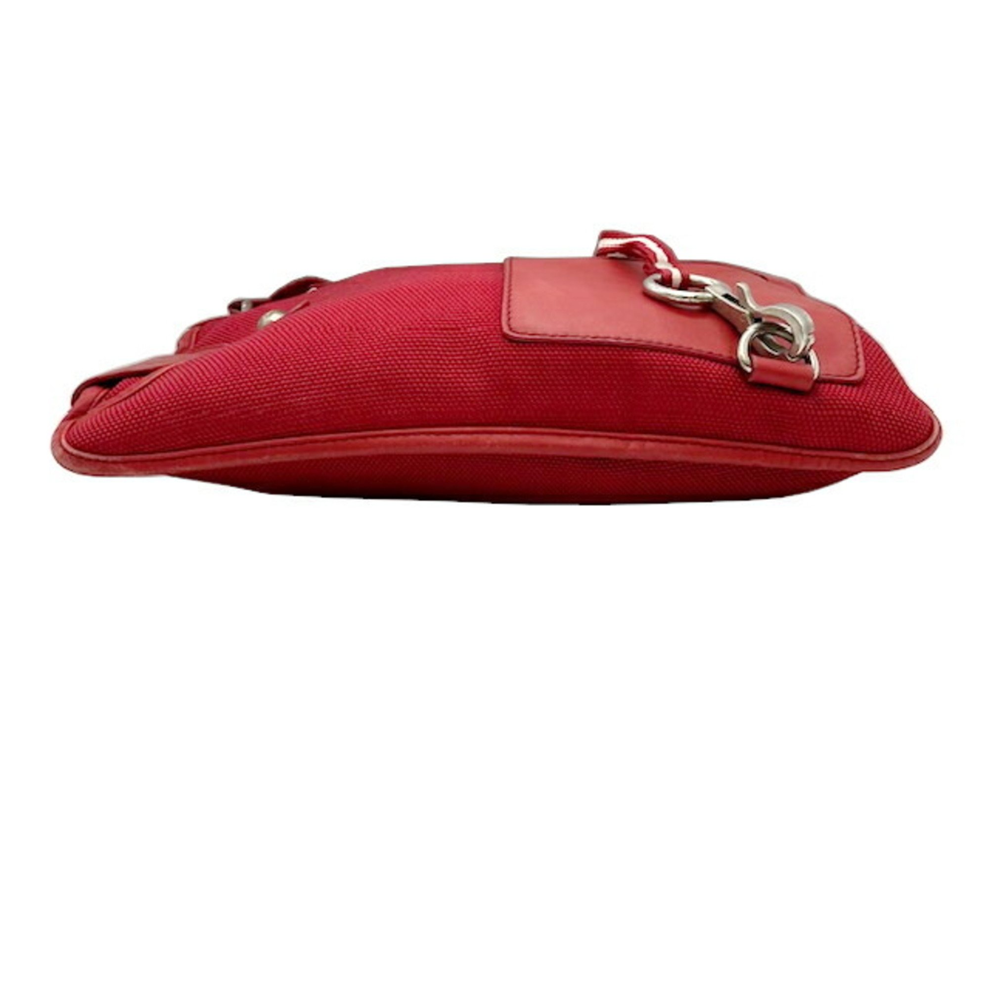 BALLY Shoulder bag Nylon canvas x leather Red Men's Women's