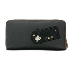 COACH Coach x Disney Collaboration Mickey Mouse Round Long Wallet Leather Black F59340 Women's