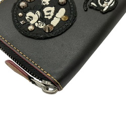 COACH Coach x Disney Collaboration Mickey Mouse Round Long Wallet Leather Black F59340 Women's