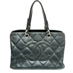 CHANEL Handbag Caviar Skin Black Coco Mark Wild Stitch 1