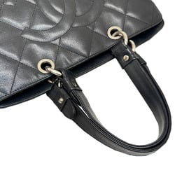 CHANEL Handbag Caviar Skin Black Coco Mark Wild Stitch 1