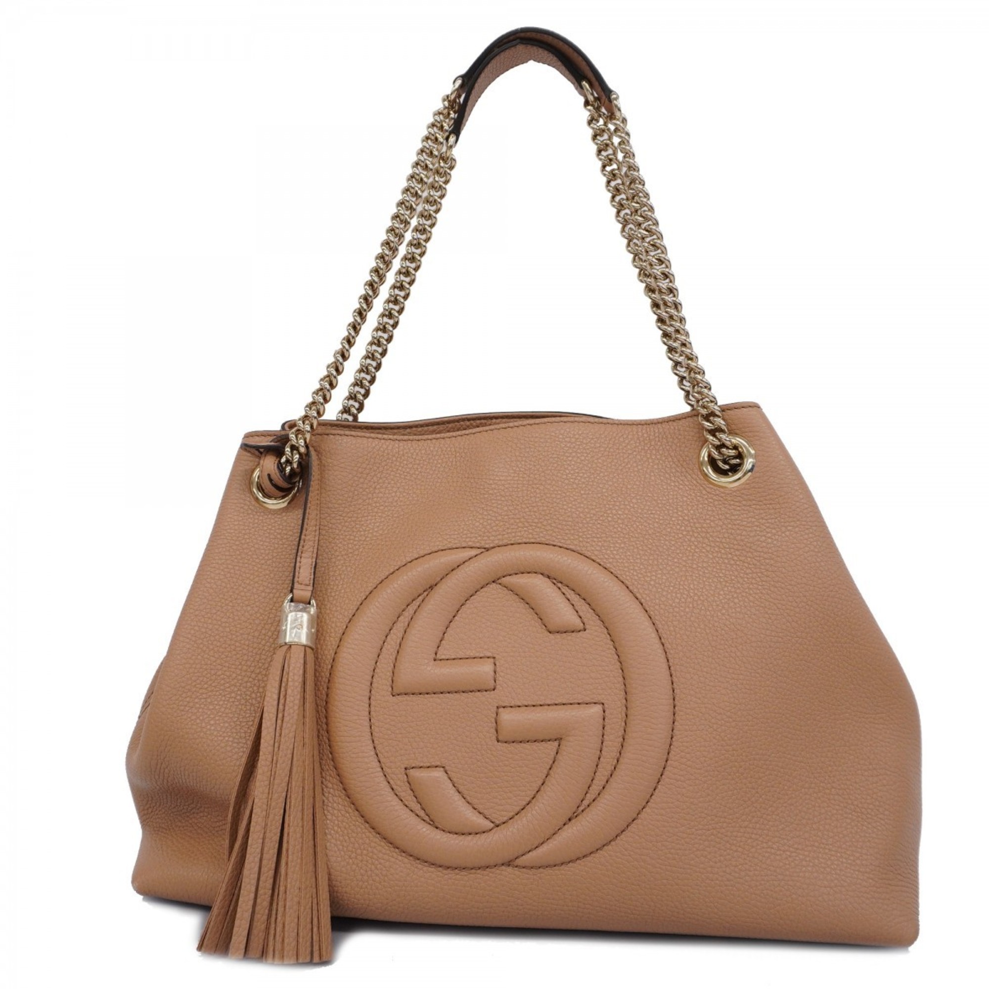 Gucci Tote Bag Soho 536196 Leather Beige Champagne Women's