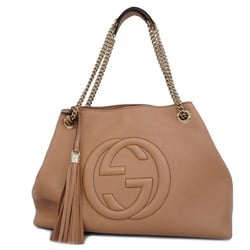 Gucci Tote Bag Soho 536196 Leather Beige Champagne Women's