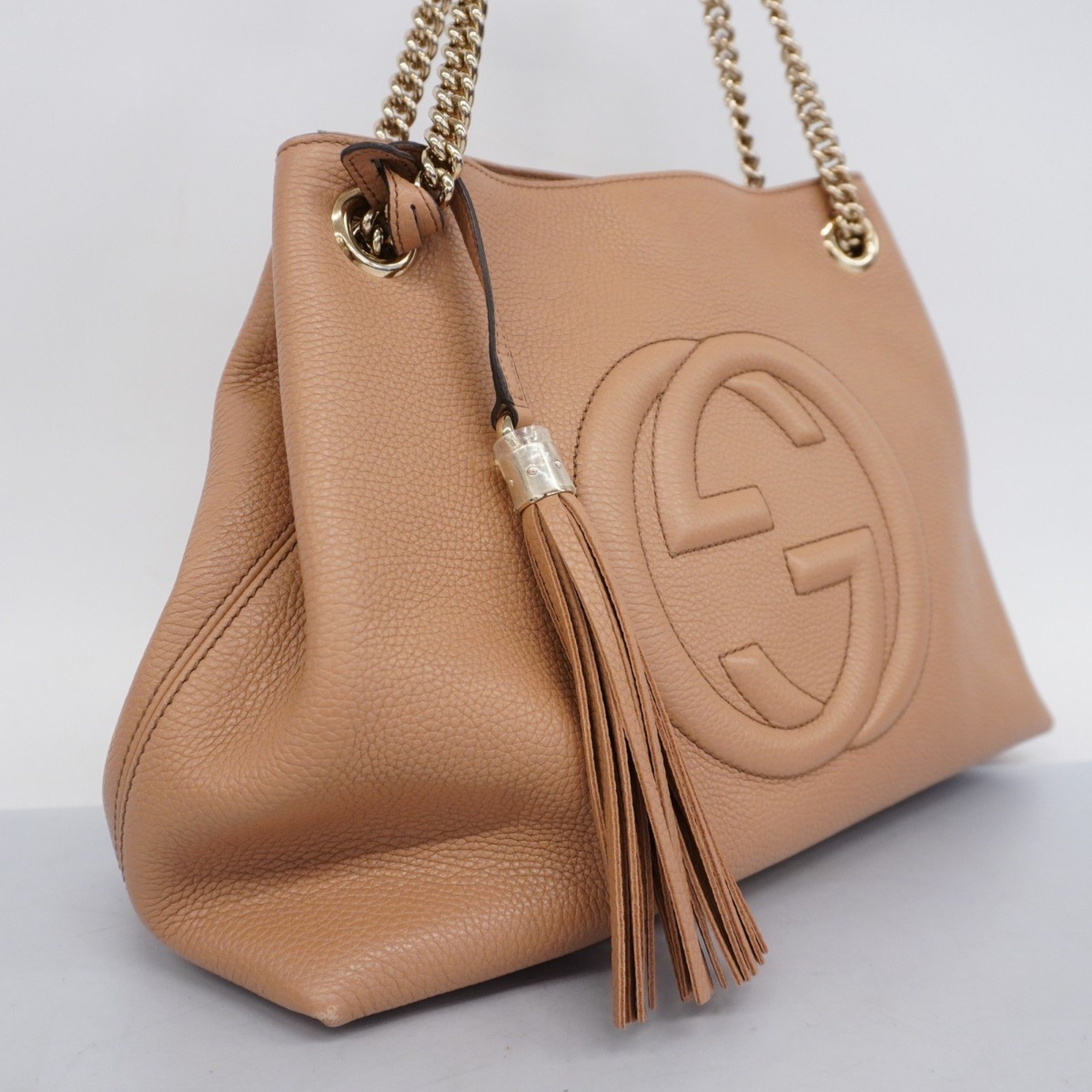 Gucci Tote Bag Soho 536196 Leather Beige Champagne Women's