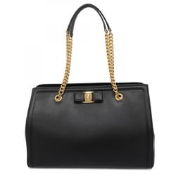 Salvatore Ferragamo Vara Leather Tote Bag Black Women's