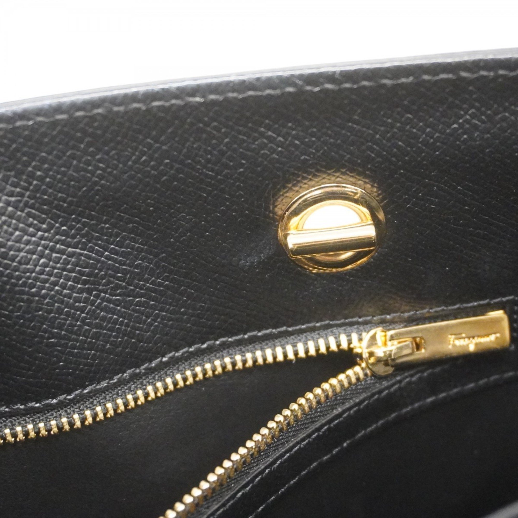 Salvatore Ferragamo Vara Leather Tote Bag Black Women's