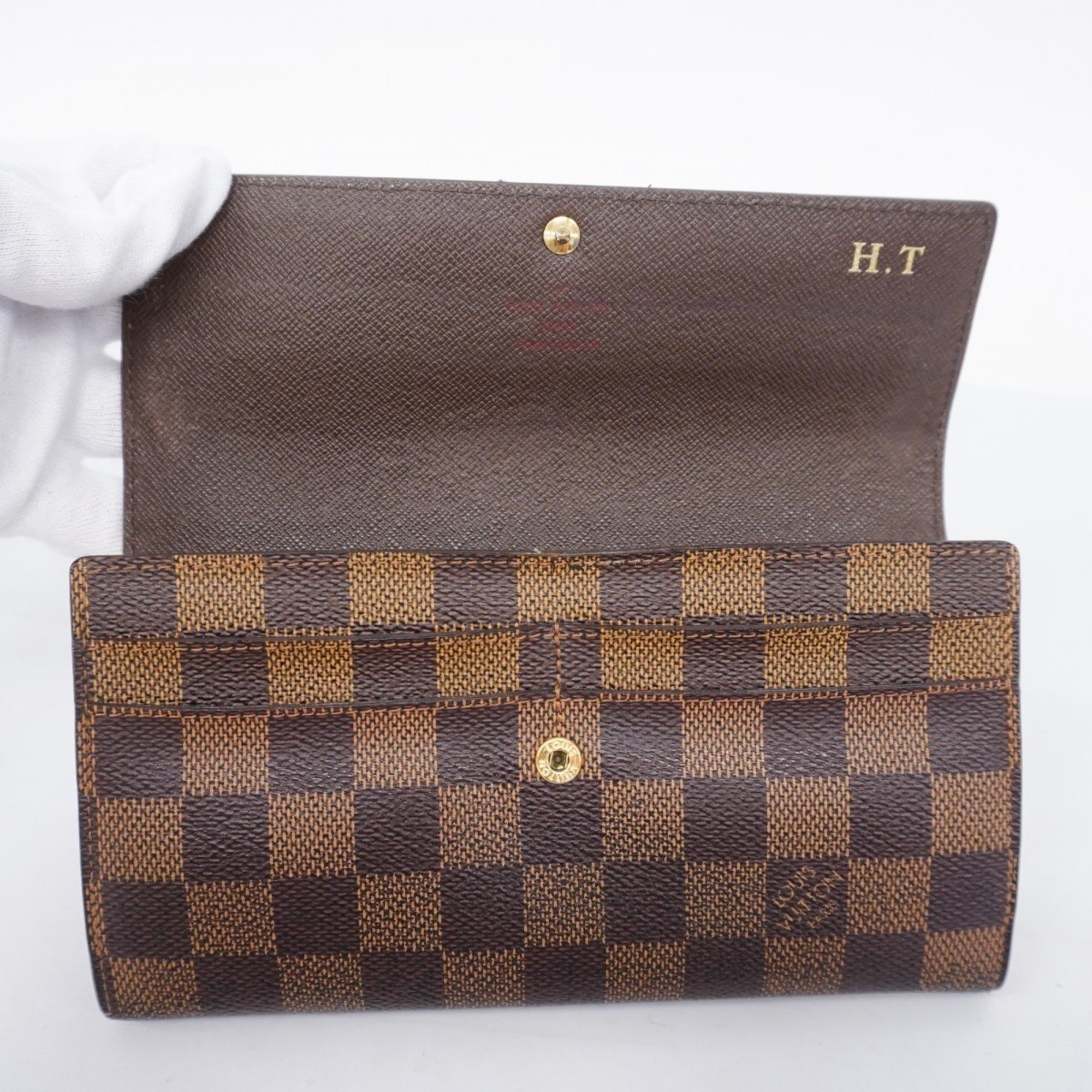 Louis Vuitton Long Wallet Damier Portefeuille Sarah N61734 Ebene Ladies