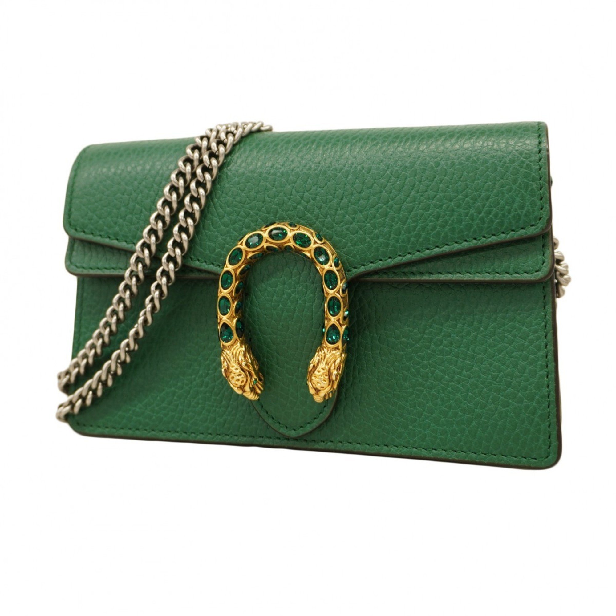 Gucci Shoulder Bag Dionysus 476432 Leather Green Women's