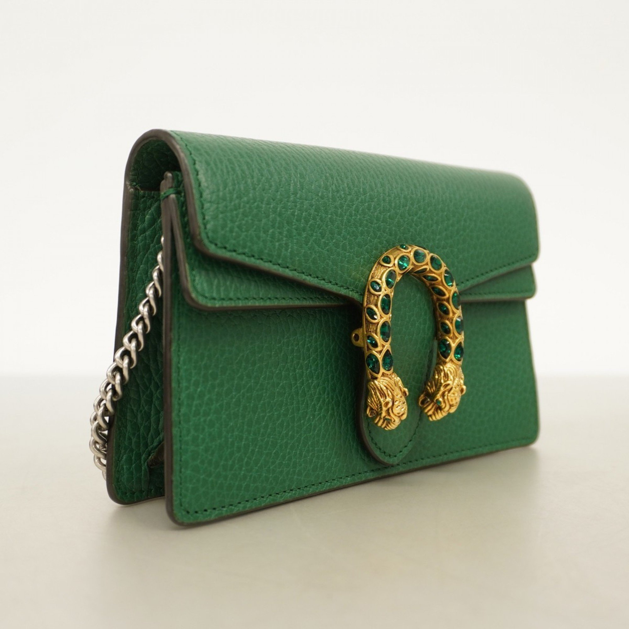 Gucci Shoulder Bag Dionysus 476432 Leather Green Women's