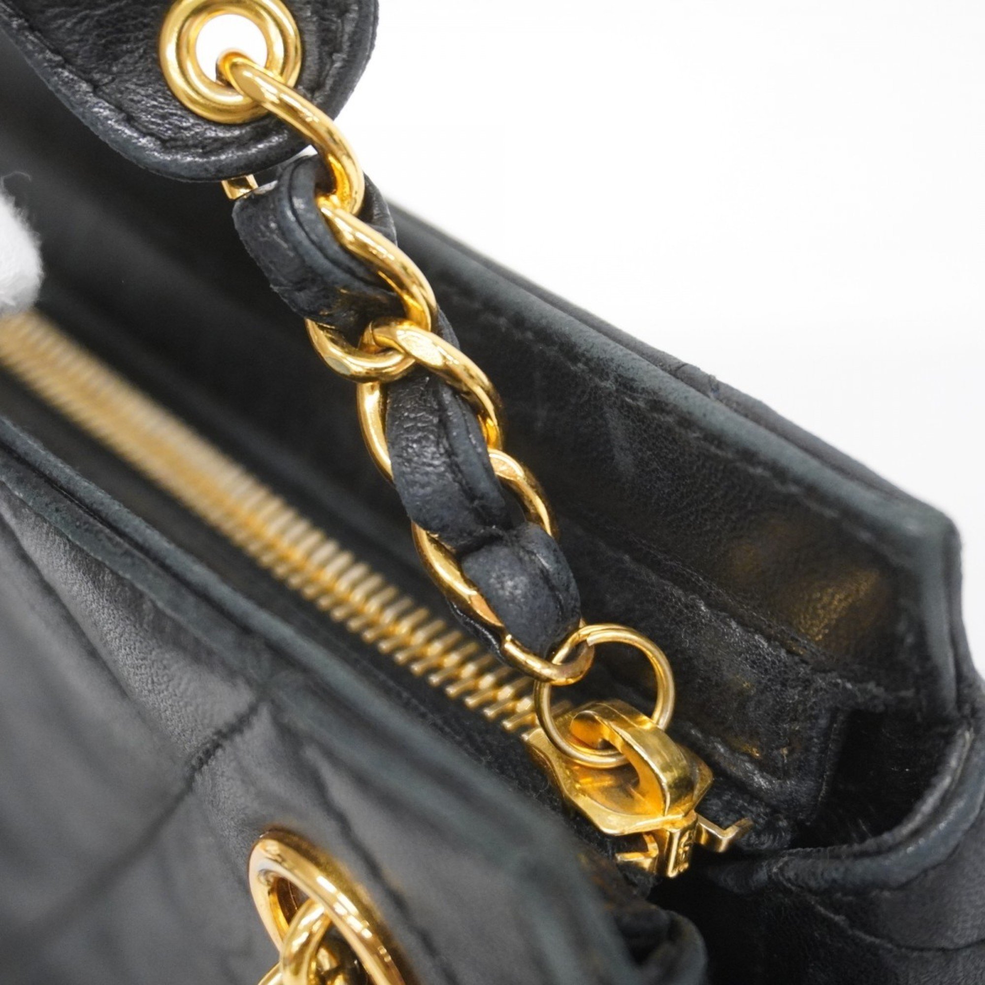 Chanel Shoulder Bag Matelasse Lambskin Black Women's