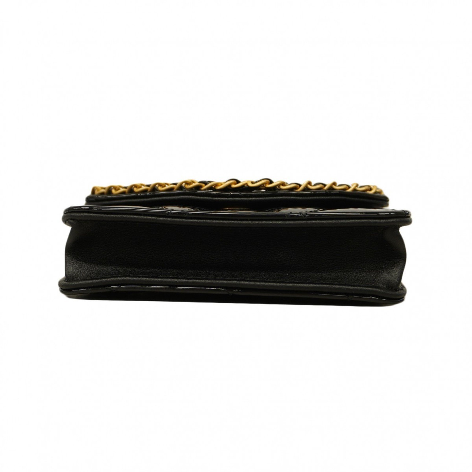 Chanel Shoulder Wallet Matelasse Patent Leather Black Women's