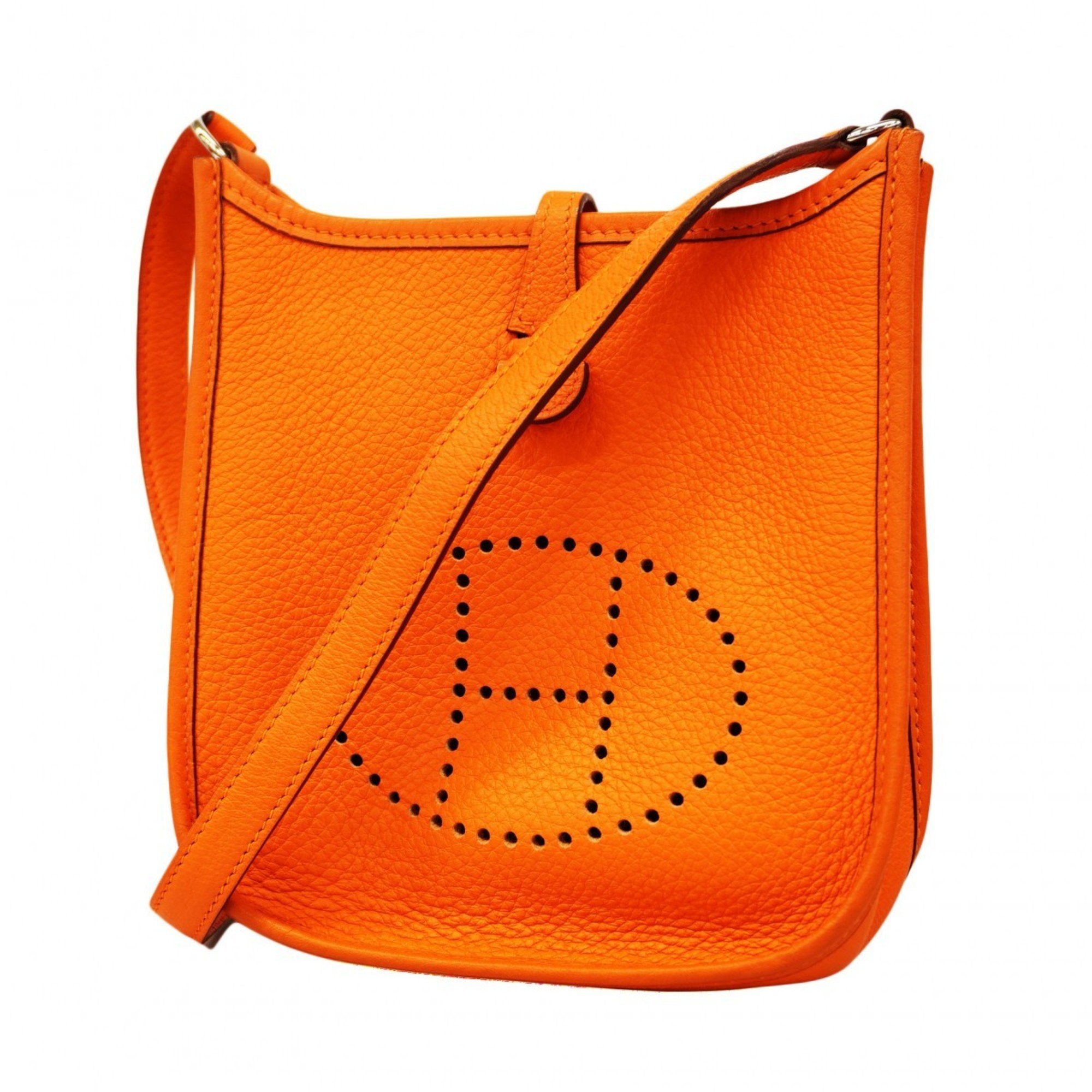 Hermes Shoulder Bag Evelyn TPM Taurillon Clemence Orange G Stamp Ladies