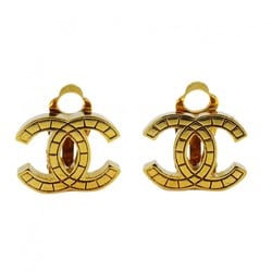 Chanel Earrings Coco Mark Chocolate Bar GP Plated Gold Ladies