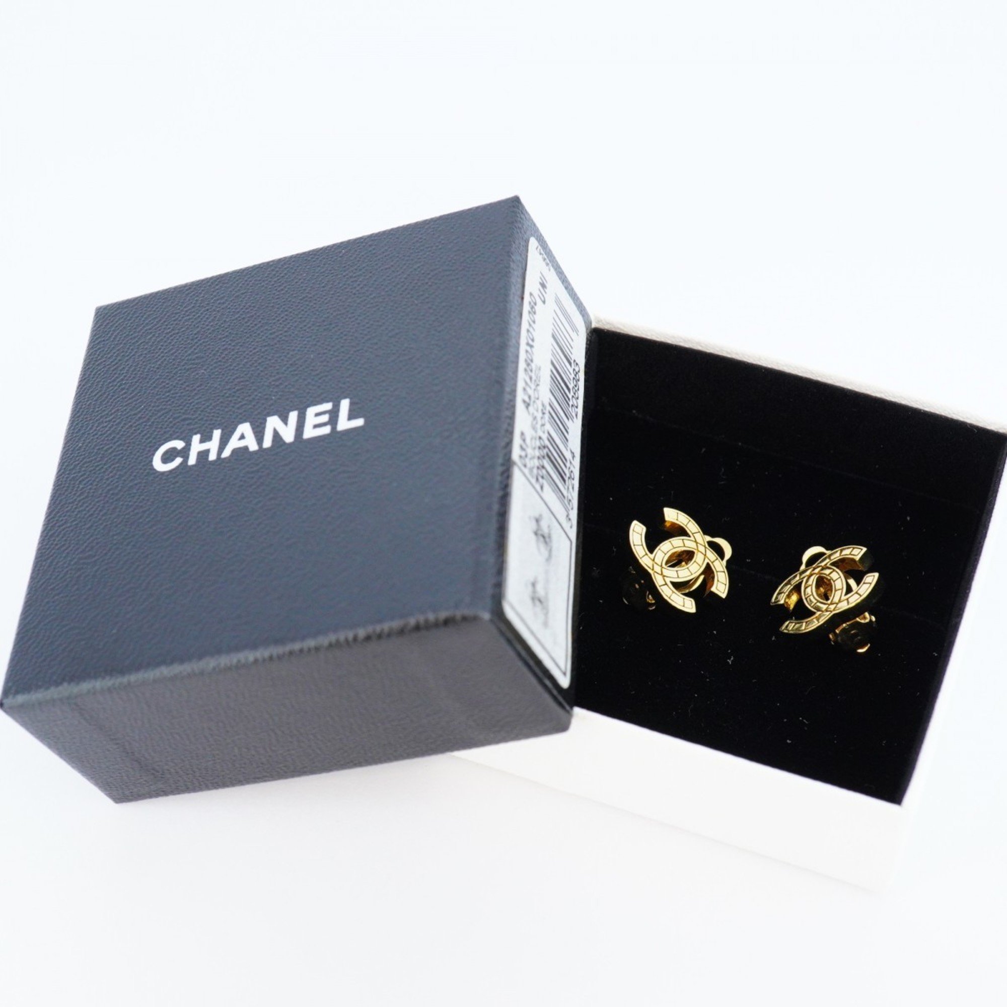 Chanel Earrings Coco Mark Chocolate Bar GP Plated Gold Ladies