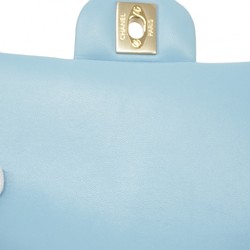 Chanel Shoulder Bag Matelasse Lambskin Sky Blue Champagne Ladies