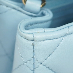 Chanel Shoulder Bag Matelasse Lambskin Sky Blue Champagne Ladies