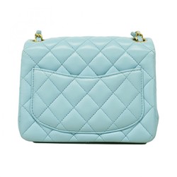 Chanel Shoulder Bag Matelasse Lambskin Sky Blue Champagne Ladies