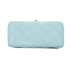 Chanel Shoulder Bag Matelasse Lambskin Sky Blue Champagne Ladies