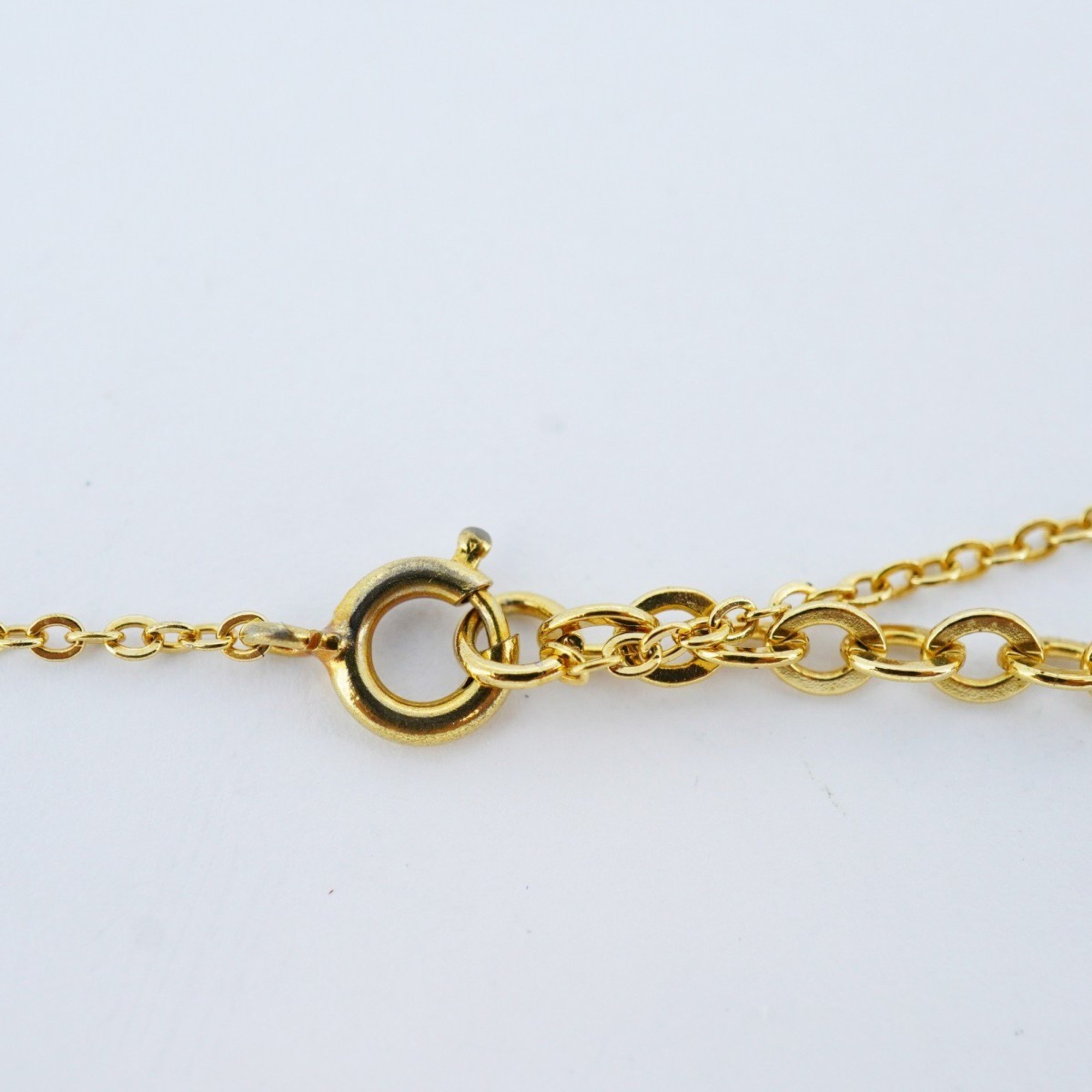 Christian Dior Necklace CD Rhinestone GP Plated Gold Ladies