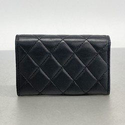 Chanel Wallet/Coin Case Matelasse Lambskin Black Women's