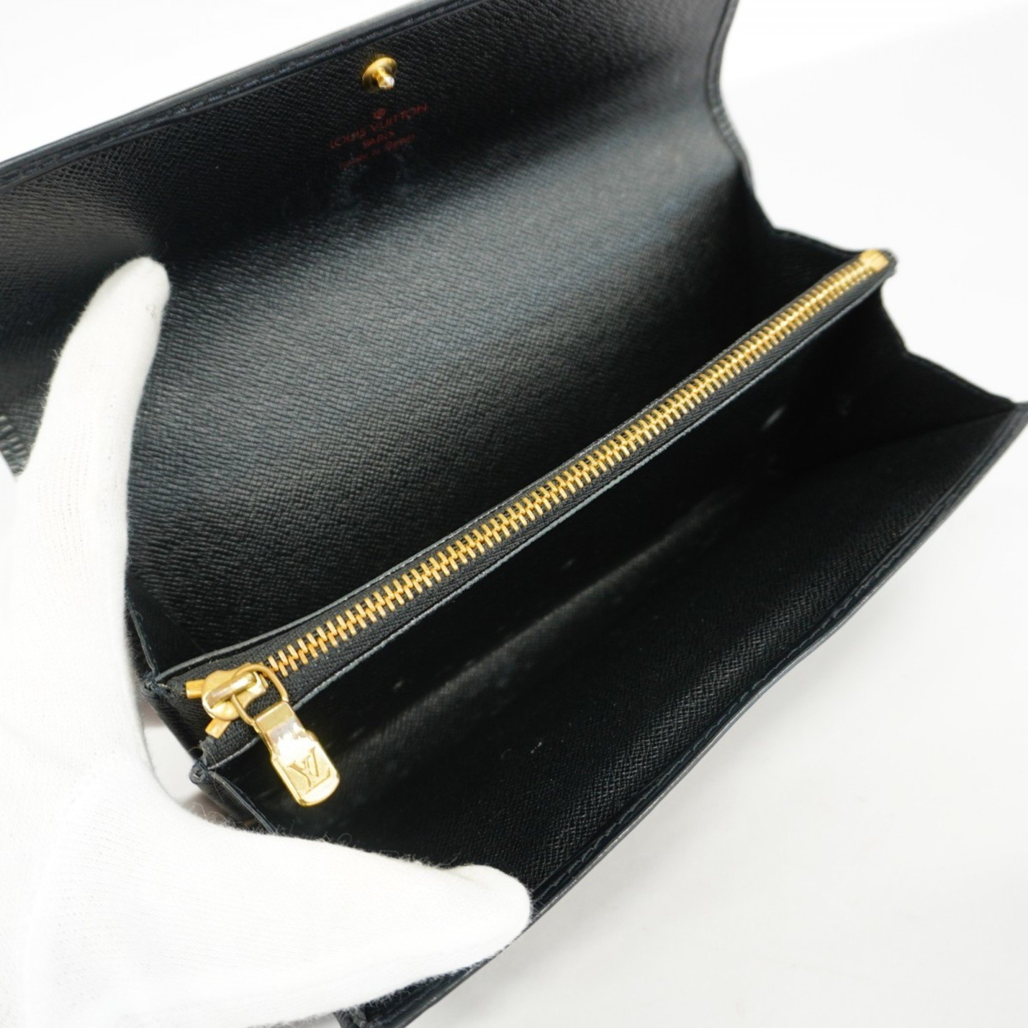 Louis Vuitton Long Wallet Epi Pochette Porto Monnaie Credit M63572 Noir Ladies